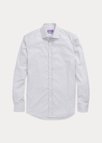 Camisa De Vestir Ralph Lauren Hombre Blancos / Azules Oscuro - Checked Cotton - OWYIQ5637